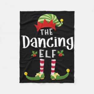 Dancing Christmas Elf Matching Pajama X-mas Party Fleece Blanket