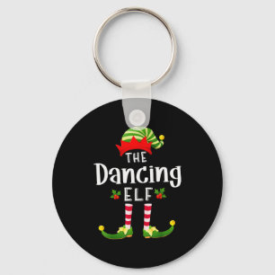 Dancing Christmas Elf Matching Pajama X-mas Party  Key Ring