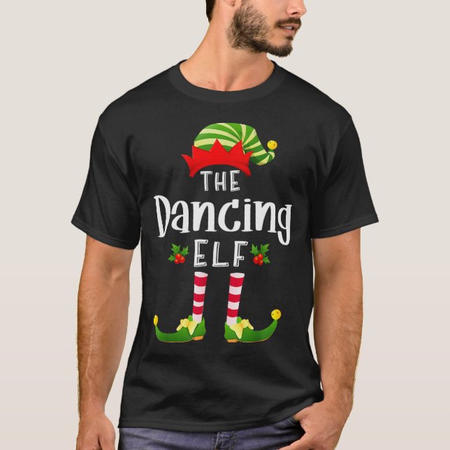 Dancing Christmas Elf Matching Pajama X-mas Party  T-Shirt (Front)