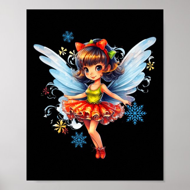 Dancing Christmas Fairy  Cute Fairy Christmas Poster (Front)
