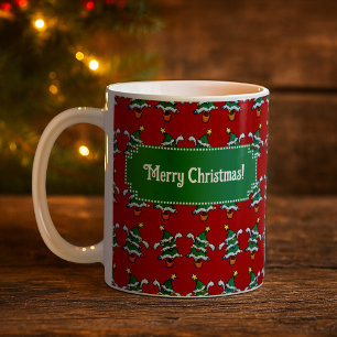 Dancing Christmas Trees Merry Christmas! Pattern Coffee Mug