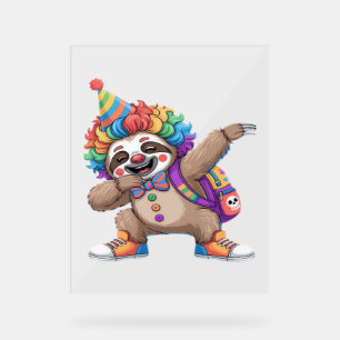 Dancing Clown Dabbing Spooky Halloween sloth Overs Acrylic Sign