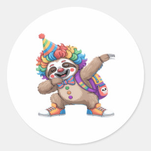 Dancing Clown Dabbing Spooky Halloween sloth Overs Classic Round Sticker