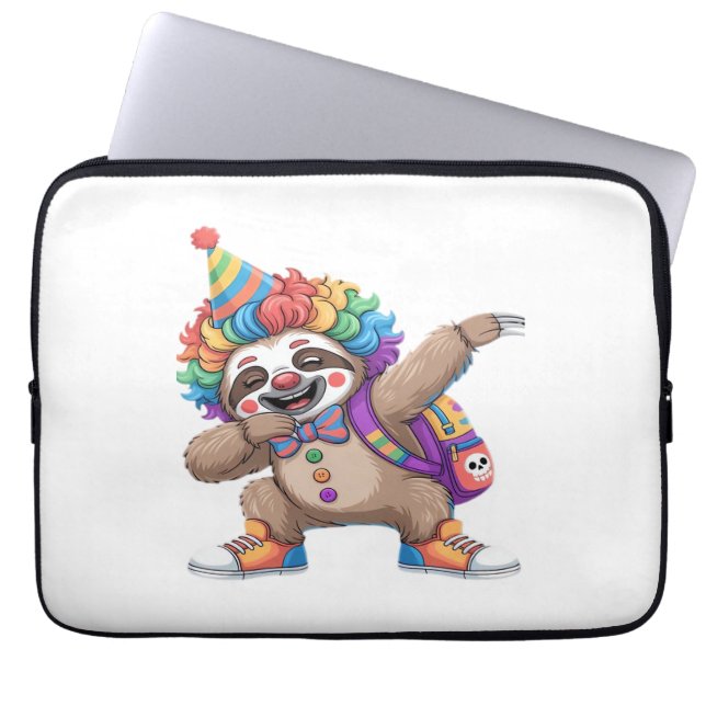 Dancing Clown Dabbing Spooky Halloween sloth Overs Laptop Sleeve (Front)