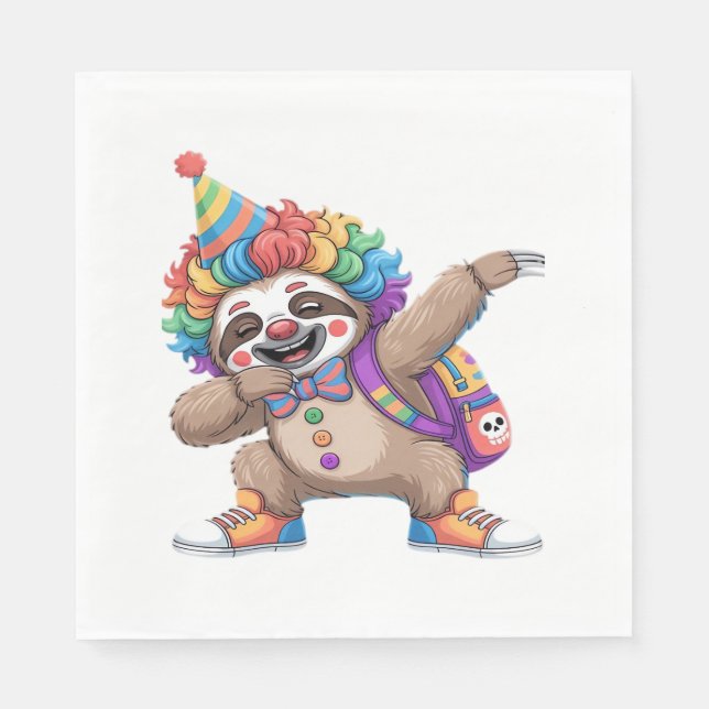 Dancing Clown Dabbing Spooky Halloween sloth Overs Napkin (Front)
