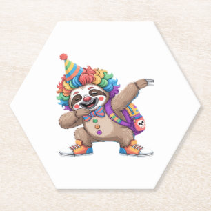 Dancing Clown Dabbing Spooky Halloween sloth Overs Paper Coaster