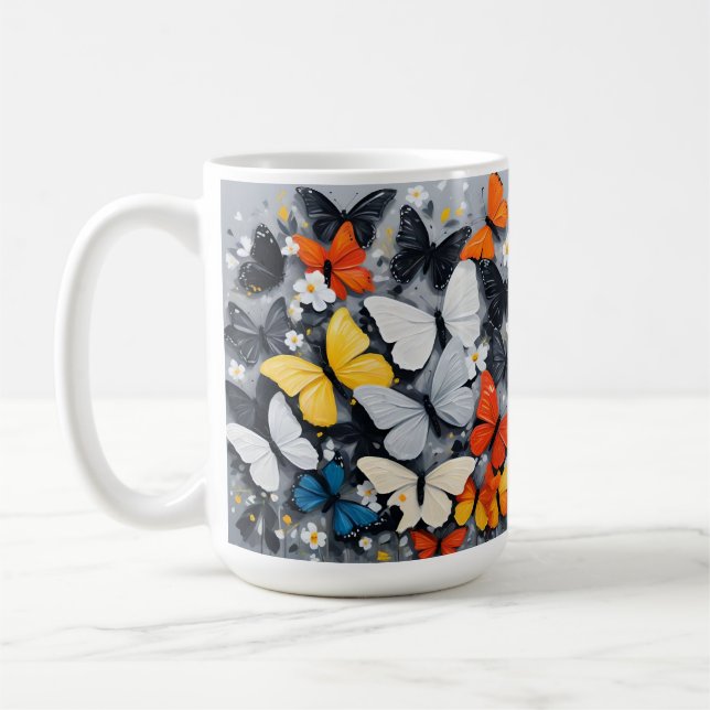 Dancing Colorful Butterfly Acrylic Art, Coffee Mug (Left)