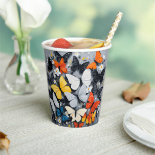 Dancing Colorful Butterfly Acrylic Art, Paper Cups
