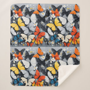 Dancing Colorful Butterfly Acrylic Art, Sherpa Blanket
