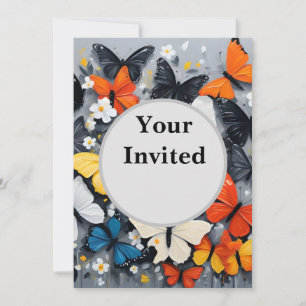 Dancing Colourful Butterfly Acrylic Art, Invitation