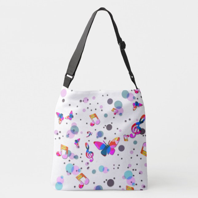 Dancing Colourful Music Crossbody Bag (Back)