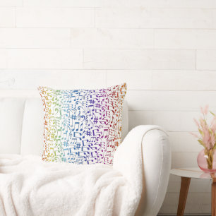 Dancing Colourful Music Notes Musician Music Lover Cushion