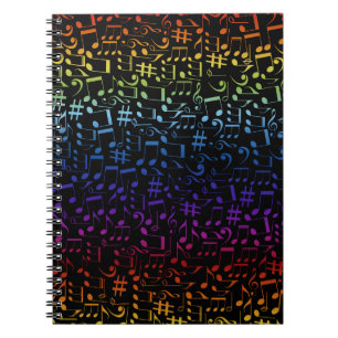Dancing Colourful Music Notes Musician Music Lover Notebook