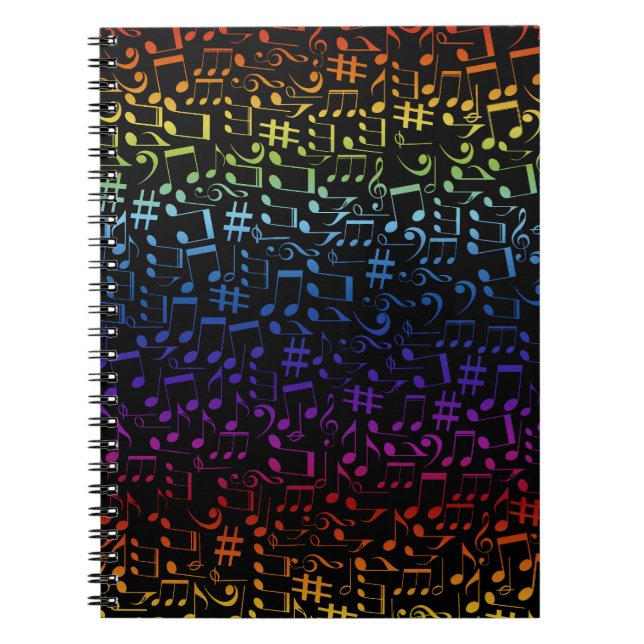 Dancing Colourful Music Notes Musician Music Lover Notebook (Front)