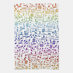 Dancing Colourful Music Notes Musician Music Lover Tea Towel