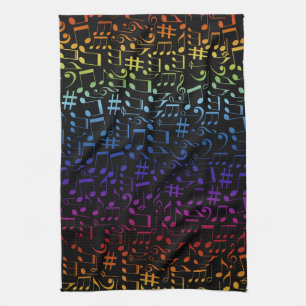 Dancing Colourful Music Notes Musician Music Lover Tea Towel