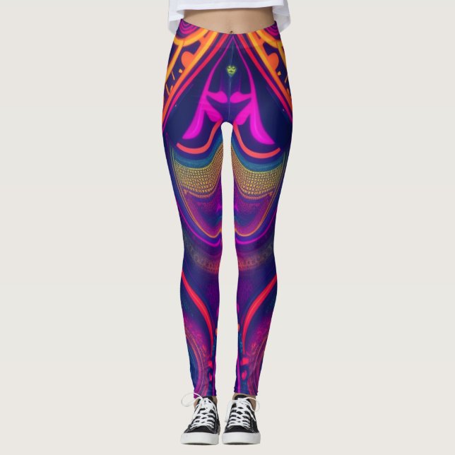 dancing colours and lines leggings (Front)