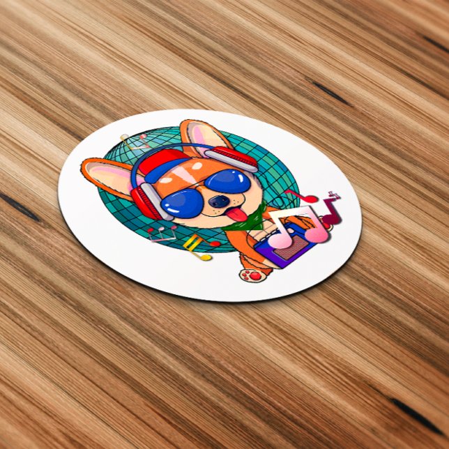 Dancing Corgi Kawaii Cute Classic Round Sticker (Dancing Corgi Sticker)