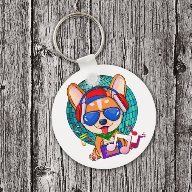 Dancing Corgi Kawaii Cute Key Ring (Dancing Corgi Keychain)