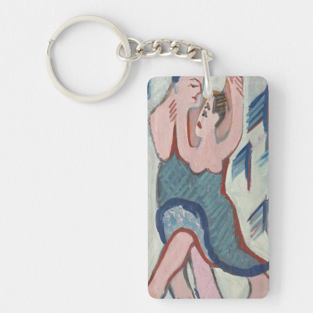 Dancing Couple Romantic Art Acrylic Key Ring (Front)
