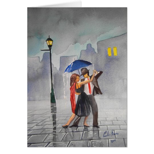 DANCING COUPLE UMBRELLA CARD