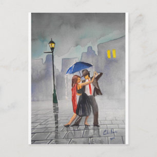DANCING COUPLE UMBRELLA POSTCARD