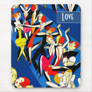 Dancing Couples Art Deco Valentine's Day Gift Mouse Mat