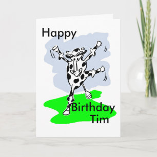 Dancing cow named birthday card add message inside