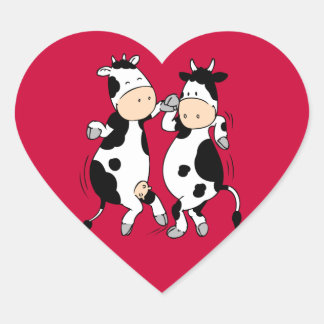 Dancing Cows (mooviestars) Heart Sticker