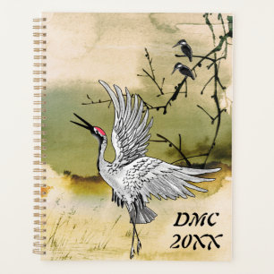 Dancing Crane and Kingfishers Sumi-e Planner