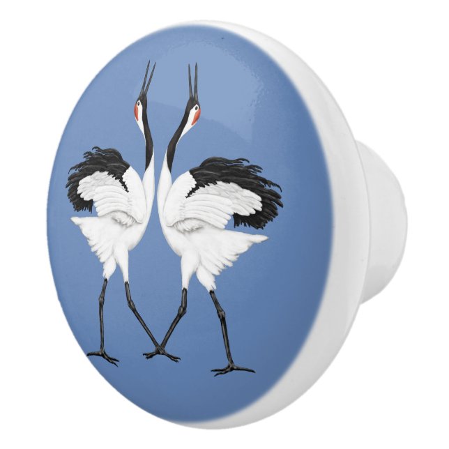 Dancing Cranes Ceramic Knob (Right)