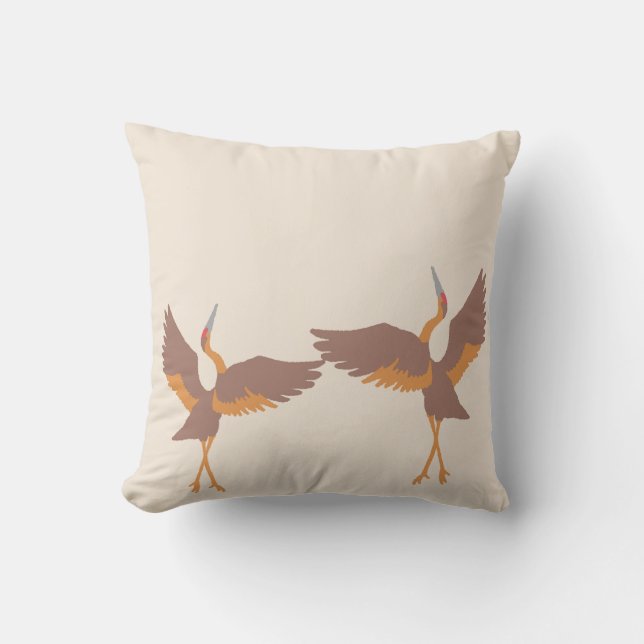  Dancing Cranes square pillow (Front)