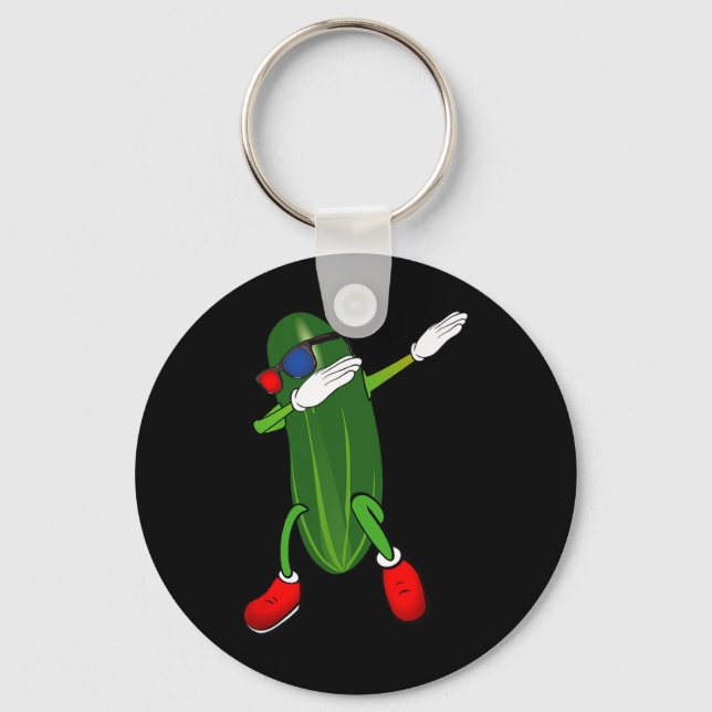 Dancing Cucumber Pickle Lover Cute Funny  Key Ring (Front)