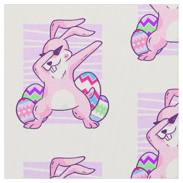 dancing dabbing easter bunny fabric (Close Up)