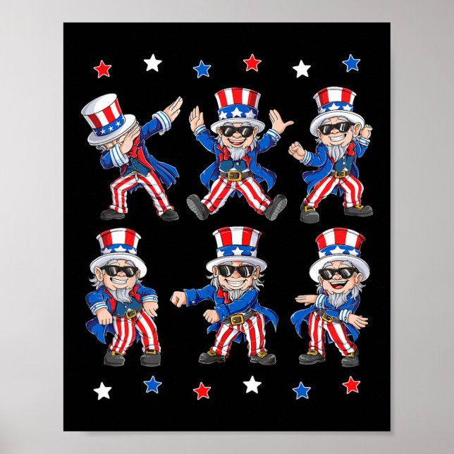 Dancing Dabbing Uncle Sam 4th Of July Boys Girls K Poster (Front)