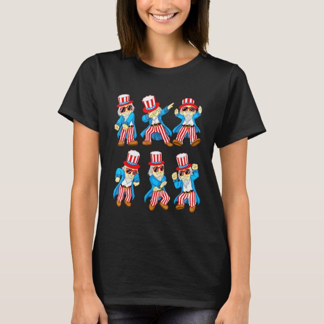 Dancing Dabbing Uncle Sam 4th Of July T-Shirt (Front)