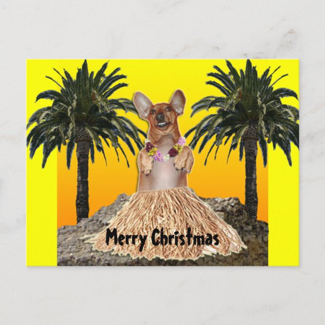 Dancing Dachshund Christmas Postcard (Front)