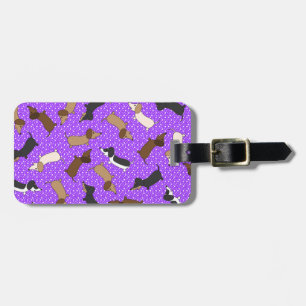 Dancing Dachshunds (Purple) Luggage Tag