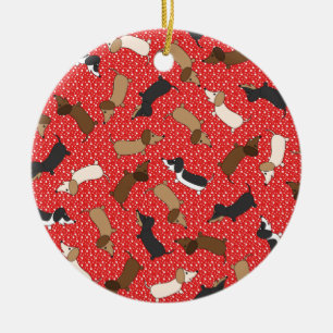 Dancing Dachshunds (Red) Ceramic Tree Decoration