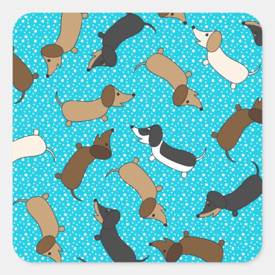 Dancing Dachshunds (Teal) Square Sticker