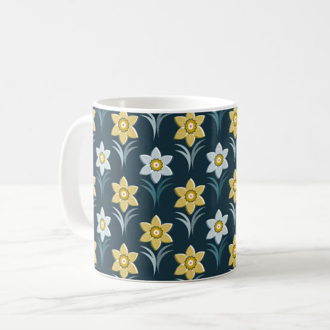 Dancing daffodil coffee mug (Front Left)