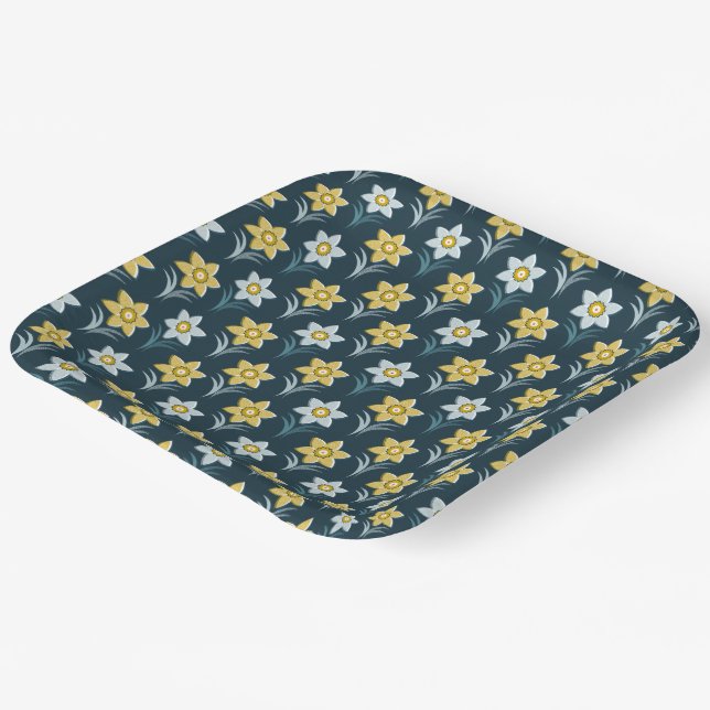 Dancing daffodil paper plate (Angled)