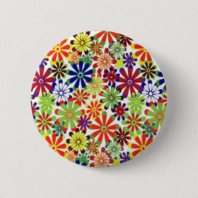 Dancing Daisies Retro Design 6 Cm Round Badge (Front)