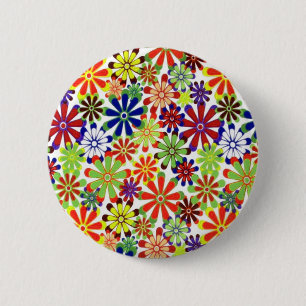 Dancing Daisies Retro Design 6 Cm Round Badge