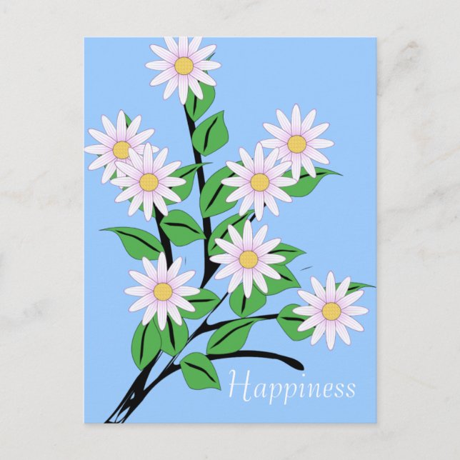 Dancing Daisy Flowers Happiness Postcard (Front)
