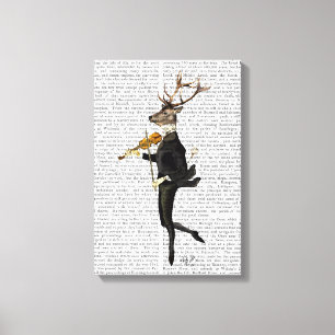 Dancing Deer with Violin Canvas Print