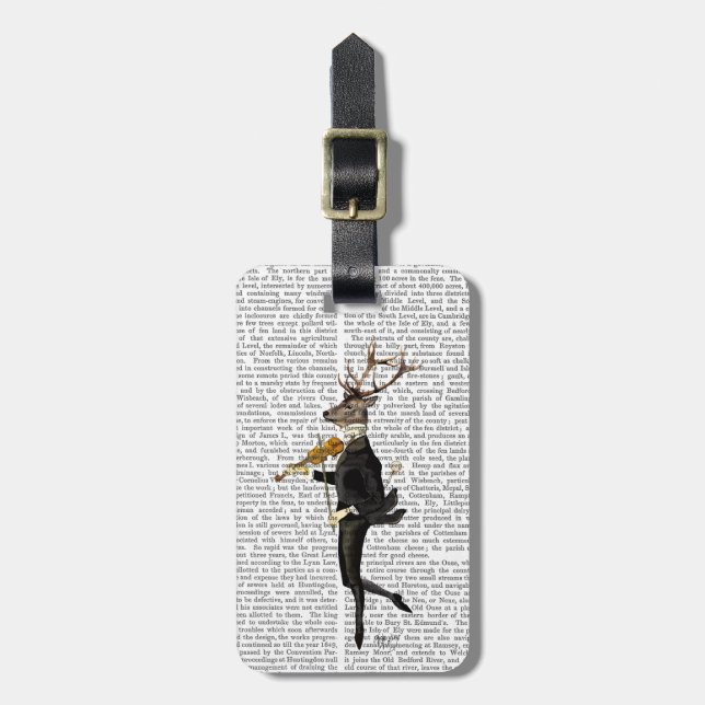 Dancing Deer with Violin Luggage Tag (Front Vertical)