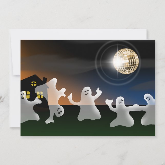 Dancing Disco Ghosts Halloween Party Invitations (Front)