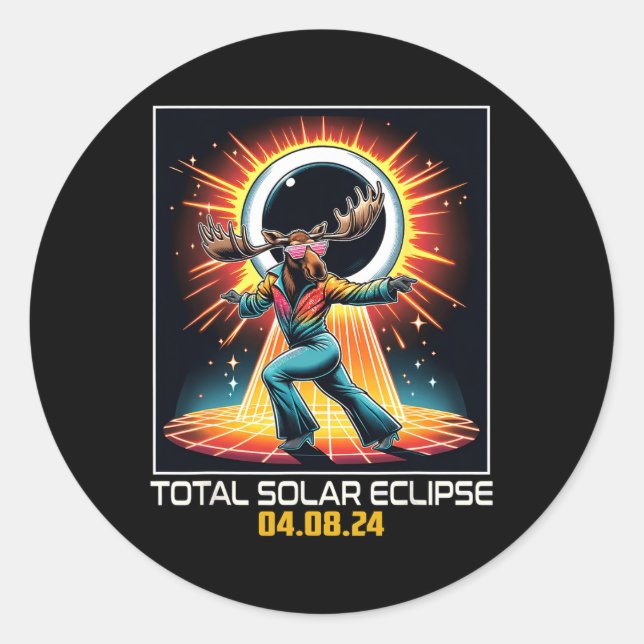 Dancing Disco Solar Eclipse  Classic Round Sticker (Front)