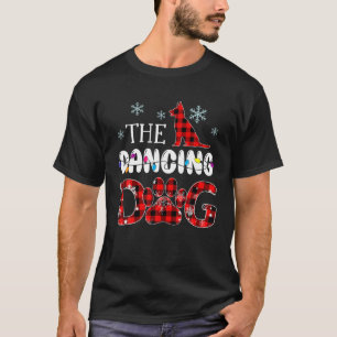 Dancing Dog Buffalo Plaid Matching Family Christma T-Shirt
